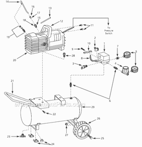 Page A Diagram and Parts List for MT600702 1997 Campbell Hausfeld Compressor